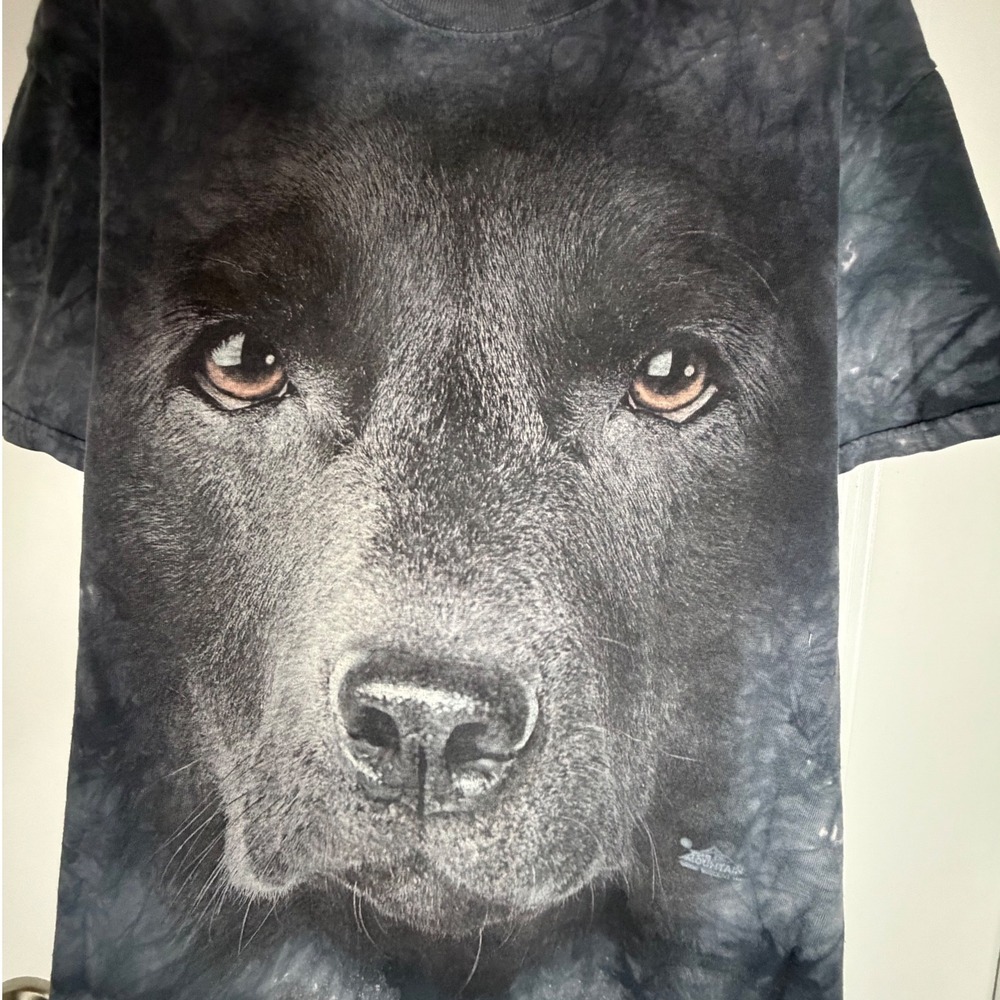 The Mountain Black Lab Dog Face Tie Dye AOP Graphic T-Shirt Sz Mens Large